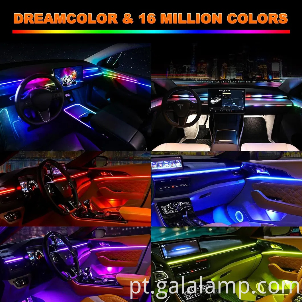 Kit de tira de luz de neon LED vibrante para o ambiente Car